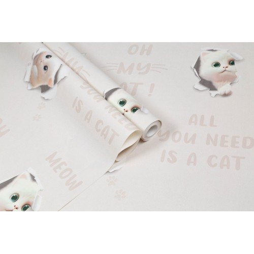 Обои флизелиновые HomeColor 3D Cats HC72285-12 бежевые 1.06x10м