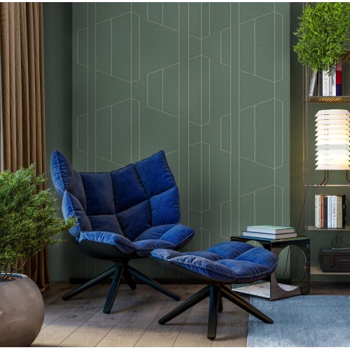 Обои флизелиновые TrendColor TC72376-77 Trend Lines зеленые 1,06x10м